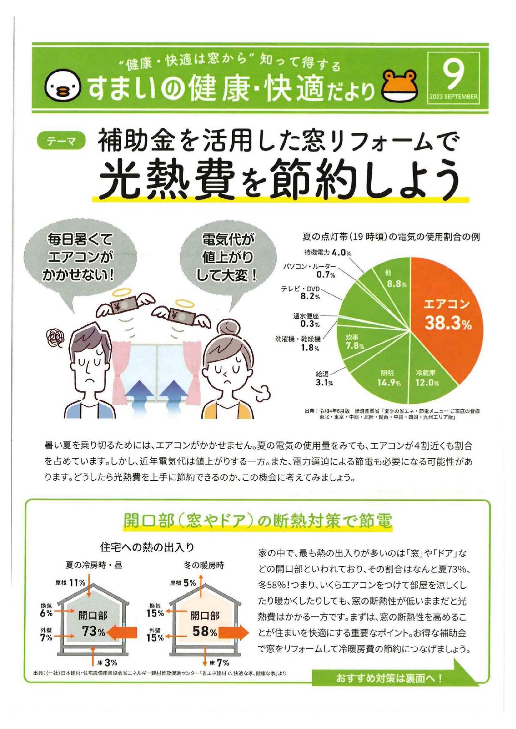 【すまいの健康・快適だより-9月-】光熱費節約について！ アルロのブログ 写真1