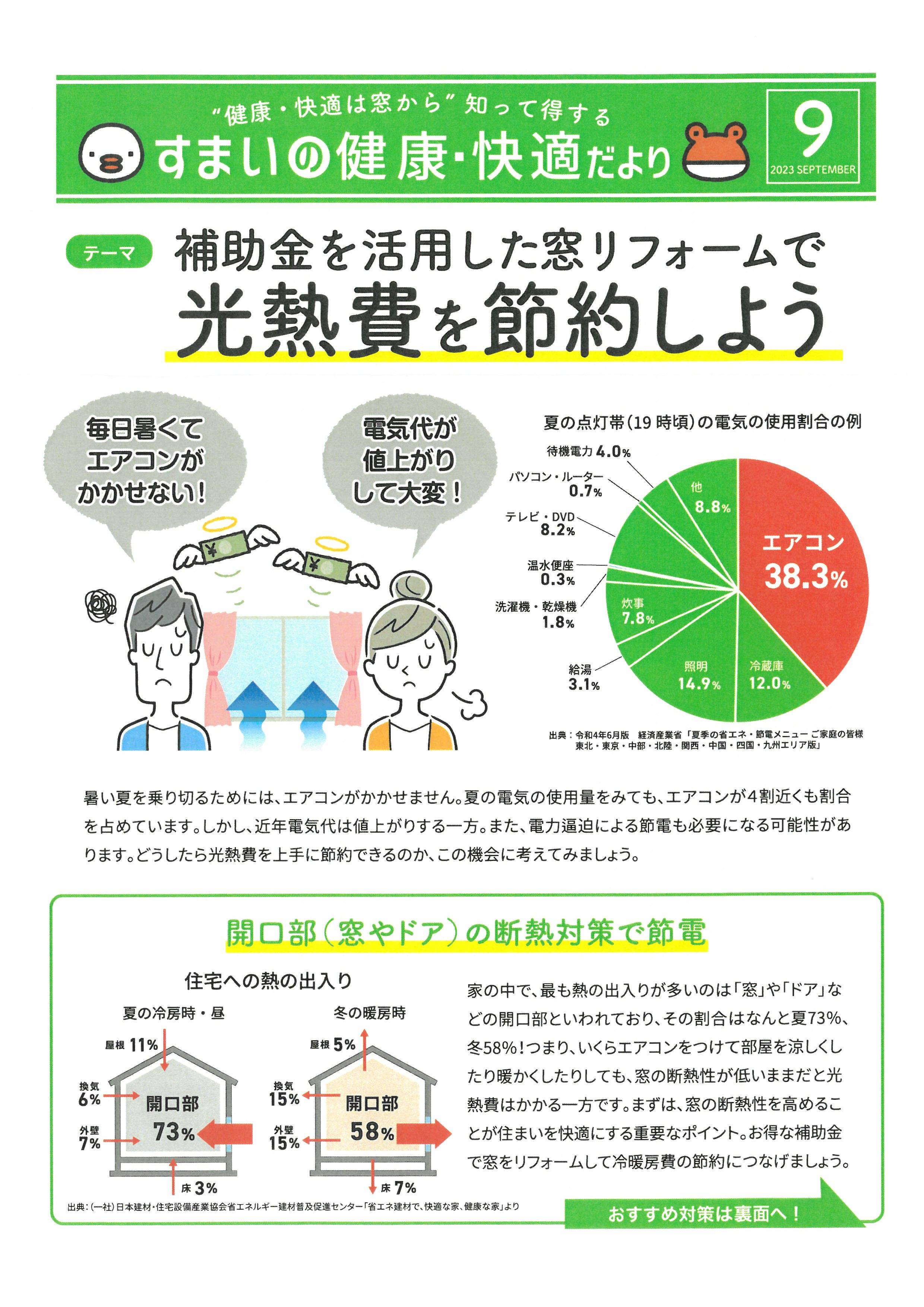 ◆すまいの健康・快適だより9月号◆ ツカサトーヨー住器のイベントキャンペーン 写真1