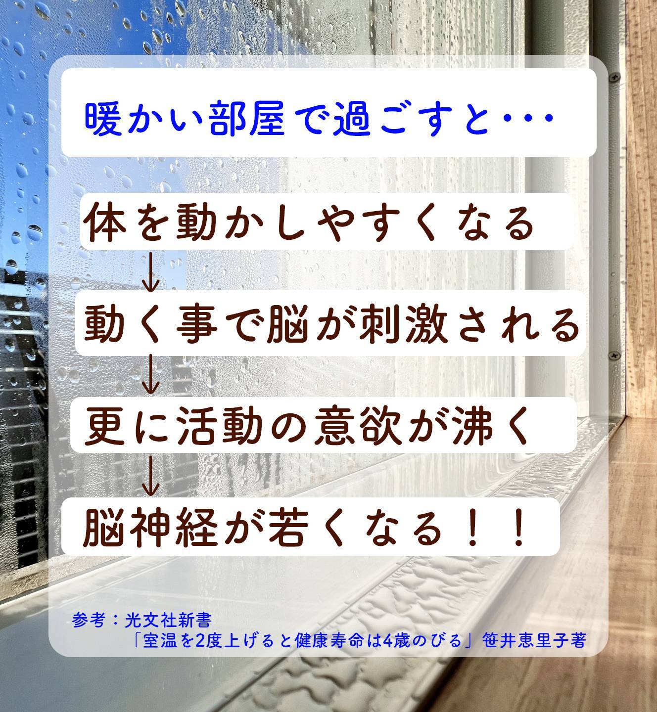 寒い部屋で過ごすことのリスク　その2　脳神経の質の低下 タンノサッシのブログ 写真1