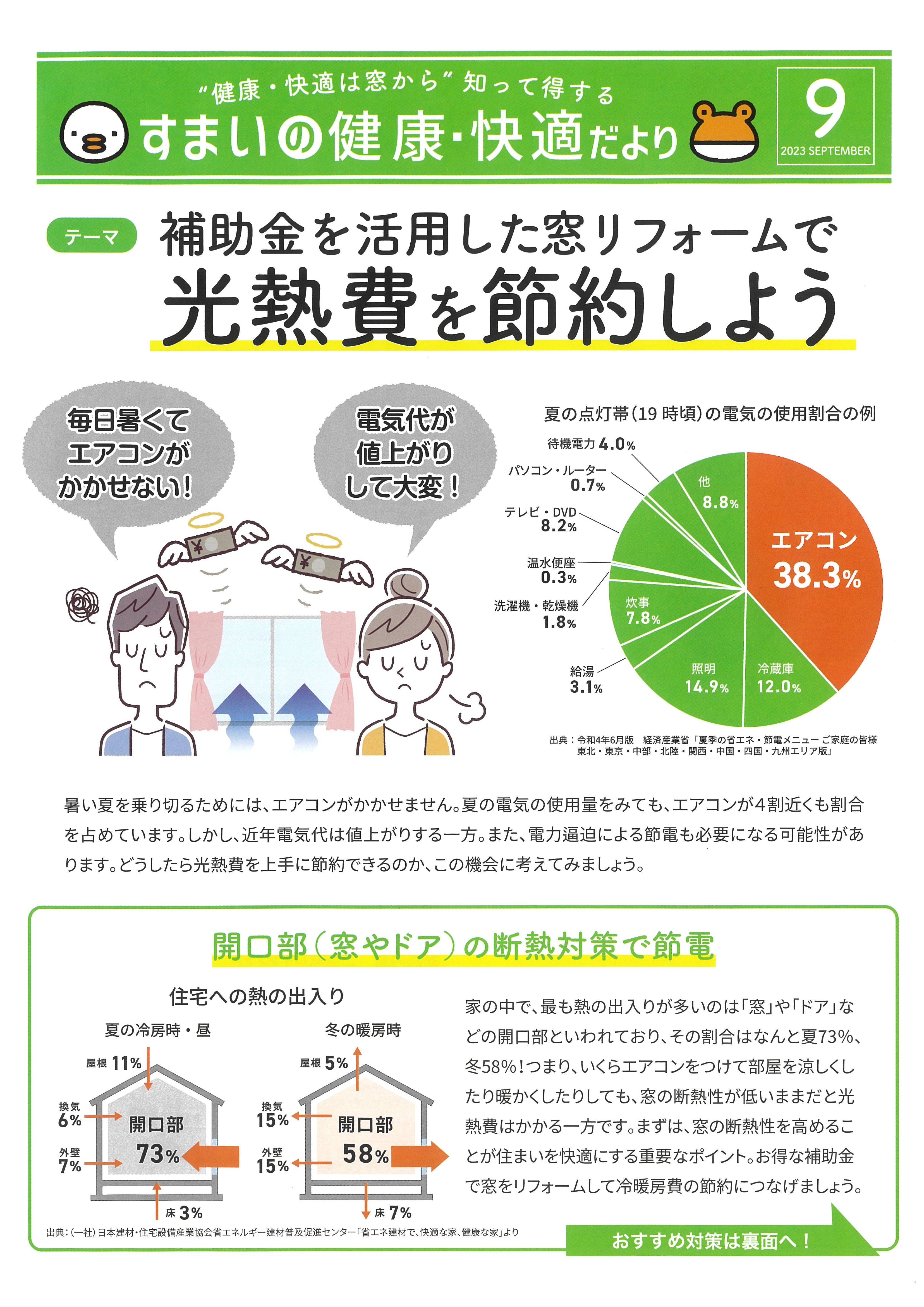 すまいの健康・快適だより９月号をお届けします 窓研 土浦のブログ 写真1