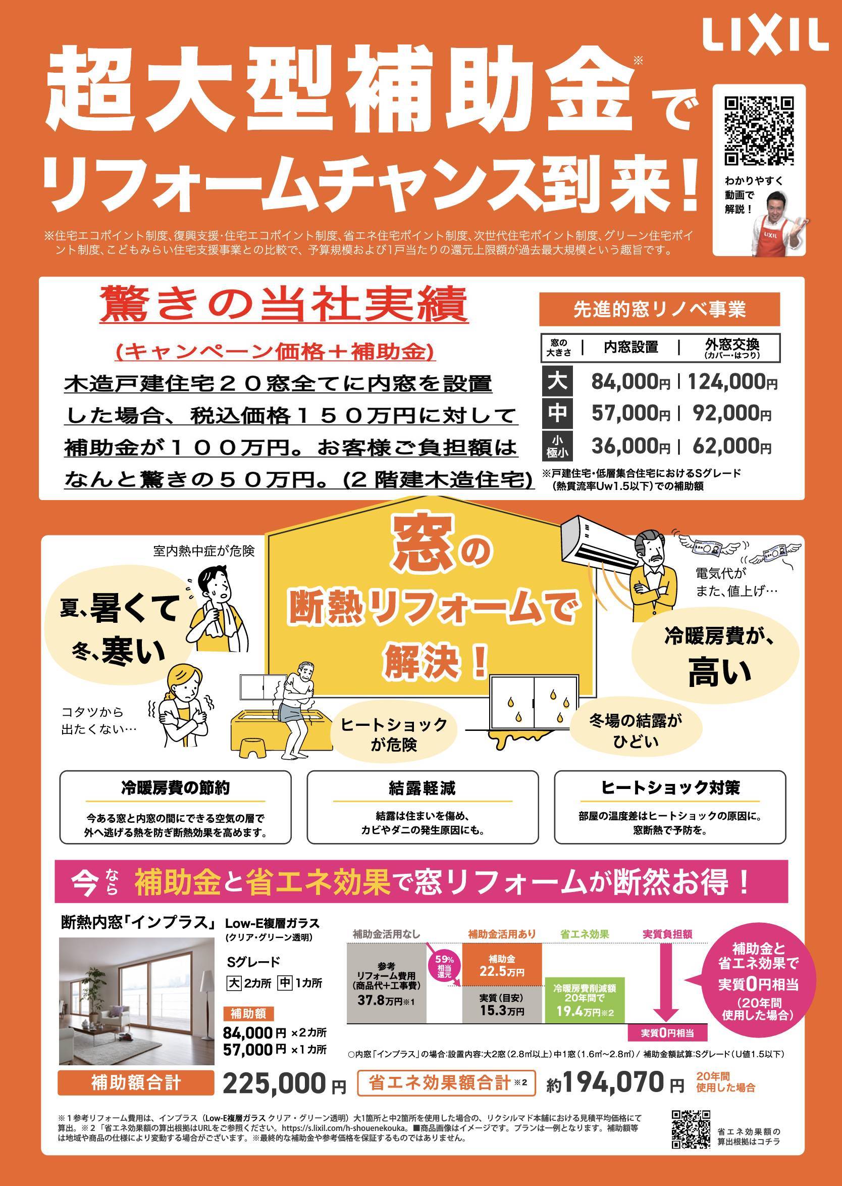 ［地域限定・全窓内窓丸ごと設置］卸値＋補助金で1軒100万円！ 相川スリーエフのイベントキャンペーン 写真1