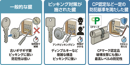 防犯レベル別鍵の種類