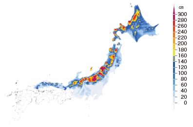 年最深積雪(1991年〜2020年の平均値)