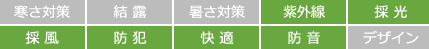 紫外線　採光　採風　防犯　快適　防音