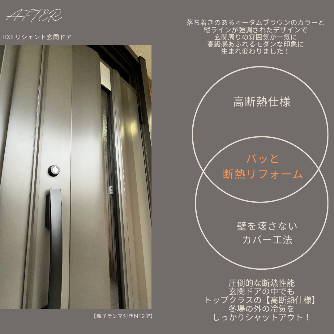 サン建材トーヨー住器の冬支度(^▽^)/トップグレードの玄関ドアと浴室・脱衣の内窓設置✨お家全体の断熱性能を底上げ成功✨の施工後の写真2