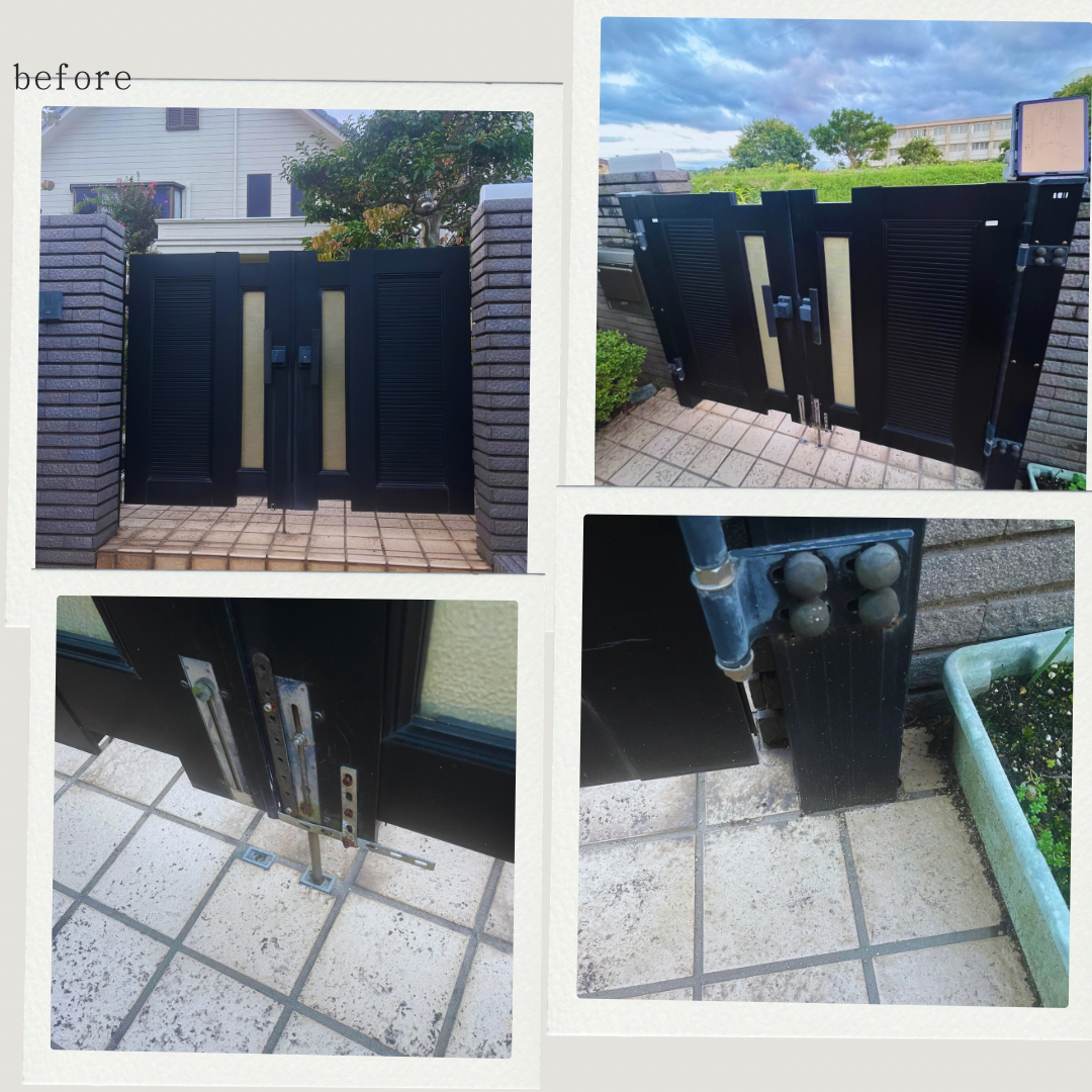 サン建材トーヨー住器の毎日のお困り事...開け閉め困難だった門扉を一新✨毎日の開け閉めがストレスフリーに✨福山市門扉の施工前の写真1