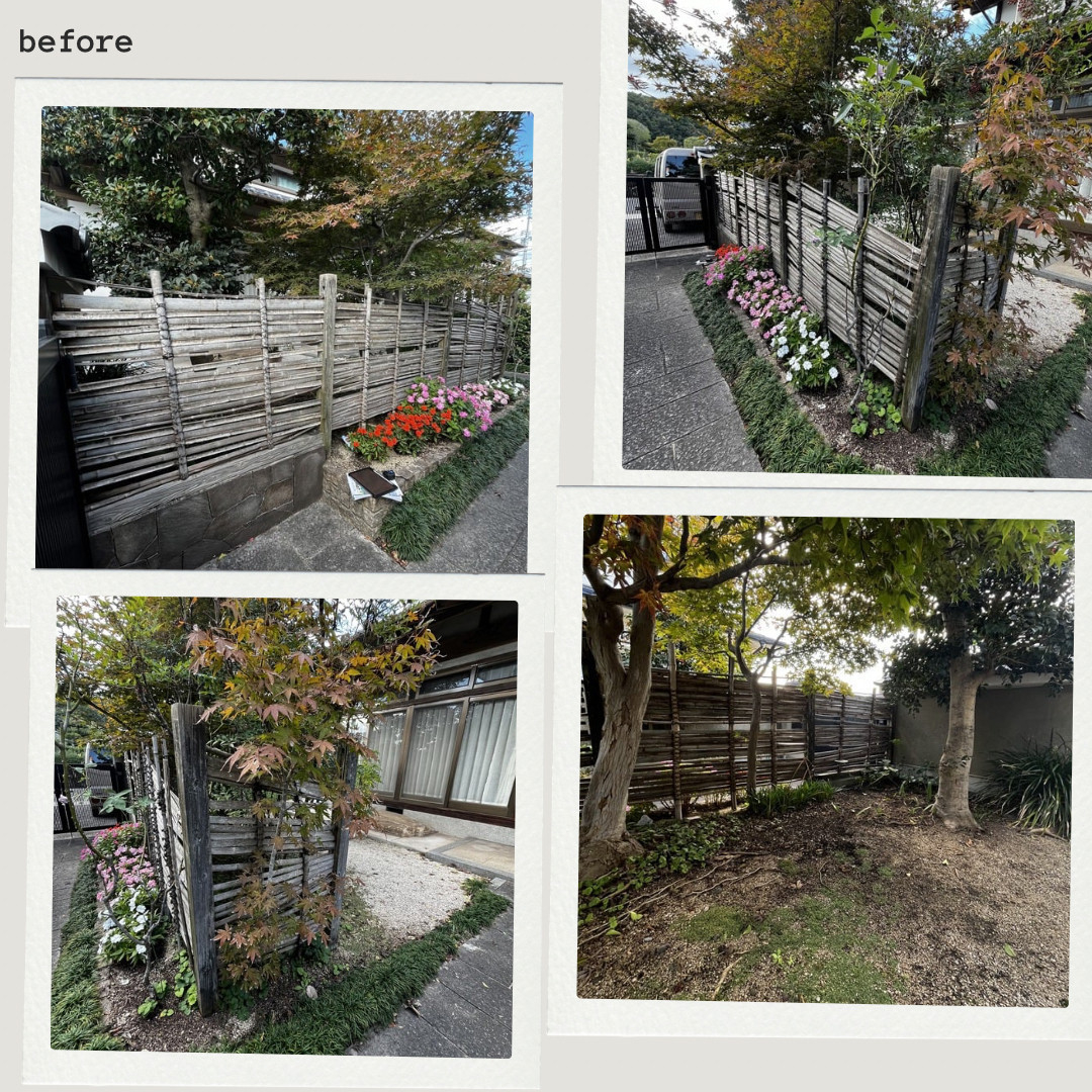 サン建材トーヨー住器の「竹垣が古くなって…」お庭の風情を守りつつ耐久性も手に入れる！LIXILフェンスABへの交換工事ですの施工前の写真1