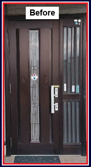 ナガセキトーヨー住器の山梨市【玄関ドアリフォーム】玄関は家の顔！の施工前の写真1