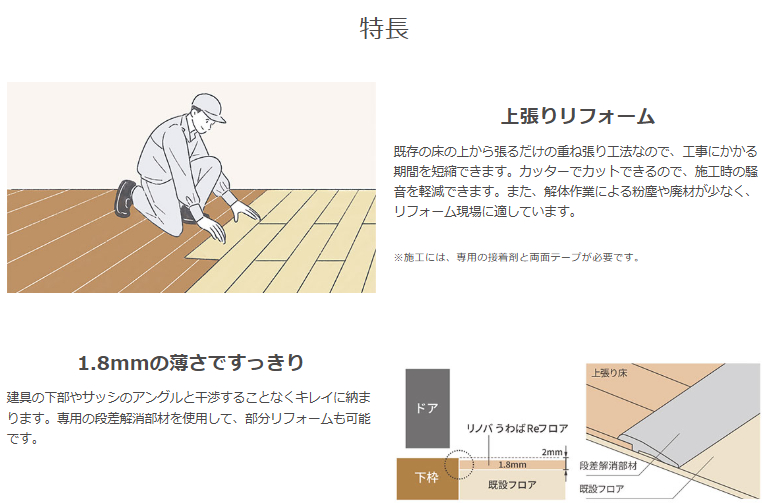 今ある床はそのまま！貼るだけ簡単なリフォーム専用床材新発売！ 更埴トーヨー住器のブログ 写真2