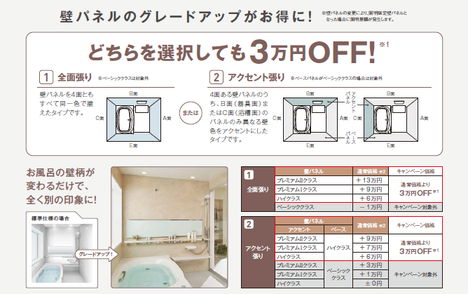 リフォーム限定✨３万円OFF！！お風呂の雰囲気を一新！リデア壁パネルがお得に選べるチャンス✨ 更埴トーヨー住器のイベントキャンペーン 写真2