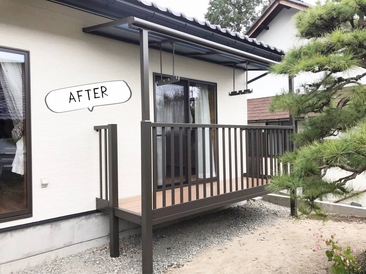 更埴トーヨー住器の新築に伴い、一階に洗濯干し場として屋根付きバルコニー設置のご希望(長野市)の施工後の写真2