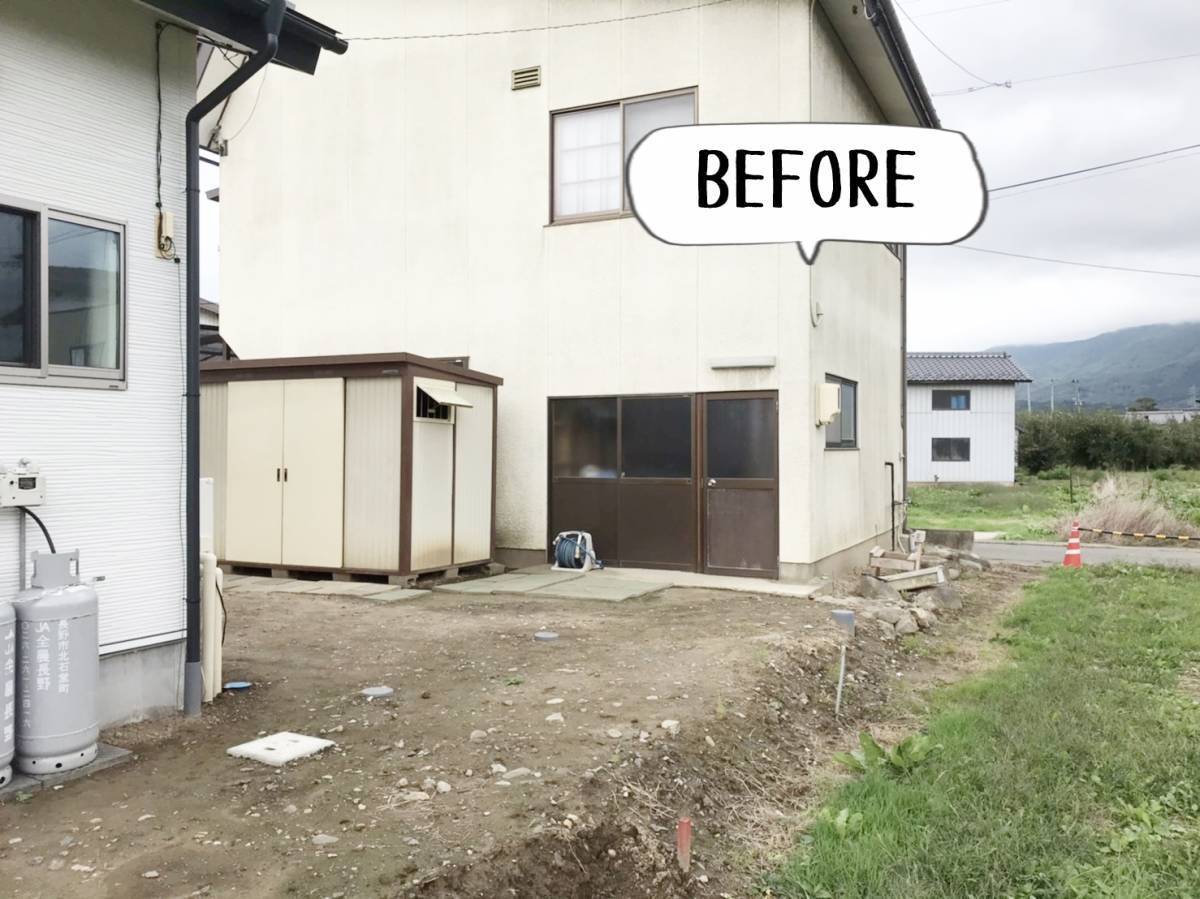 更埴トーヨー住器の積雪タイプでサイドからも雨風を防ぐ車庫がほしいとご希望(長野市/カーポート)の施工前の写真1