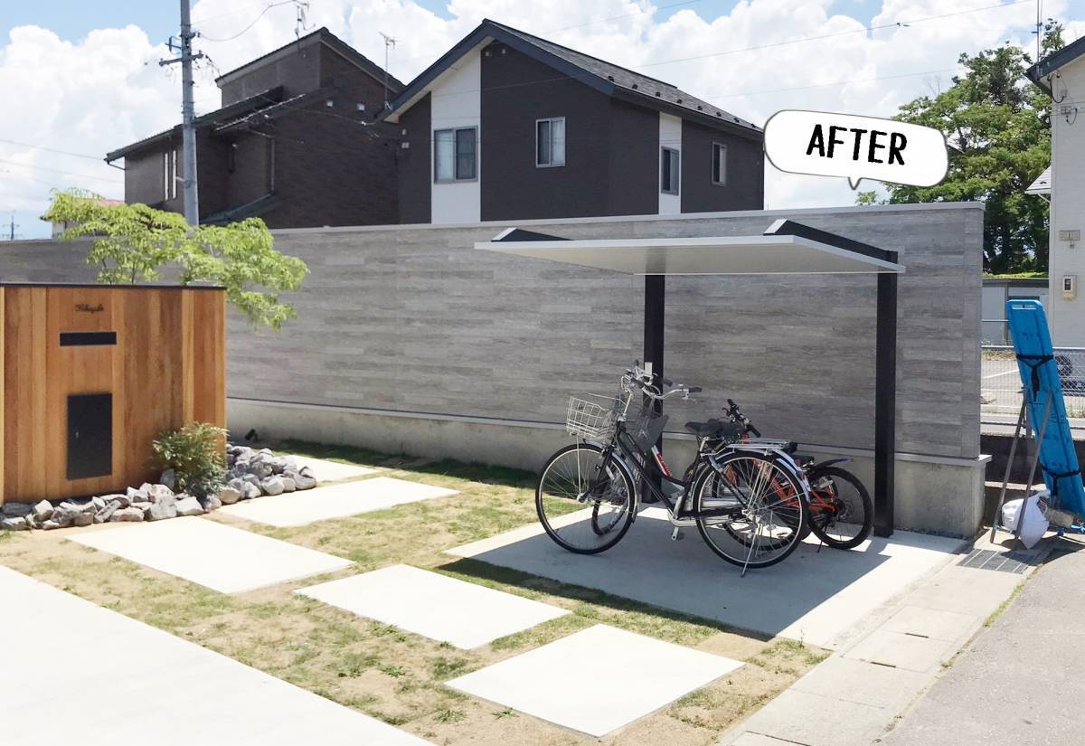 更埴トーヨー住器のカーポートSCと同じデザインで自転車置き場が欲しいとご希望(長野市高田)の施工後の写真1