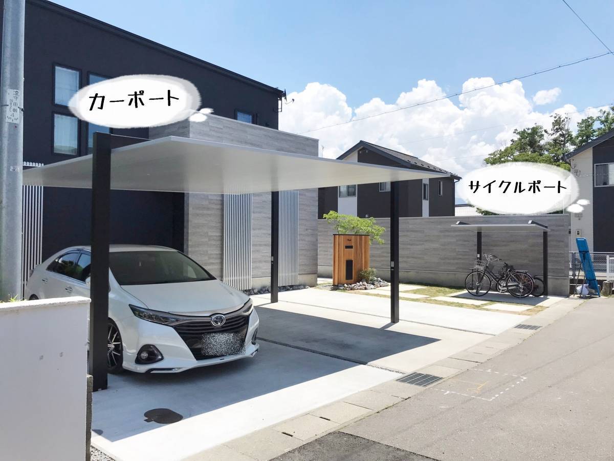 更埴トーヨー住器のカーポートSCと同じデザインで自転車置き場が欲しいとご希望(長野市高田)の施工後の写真2