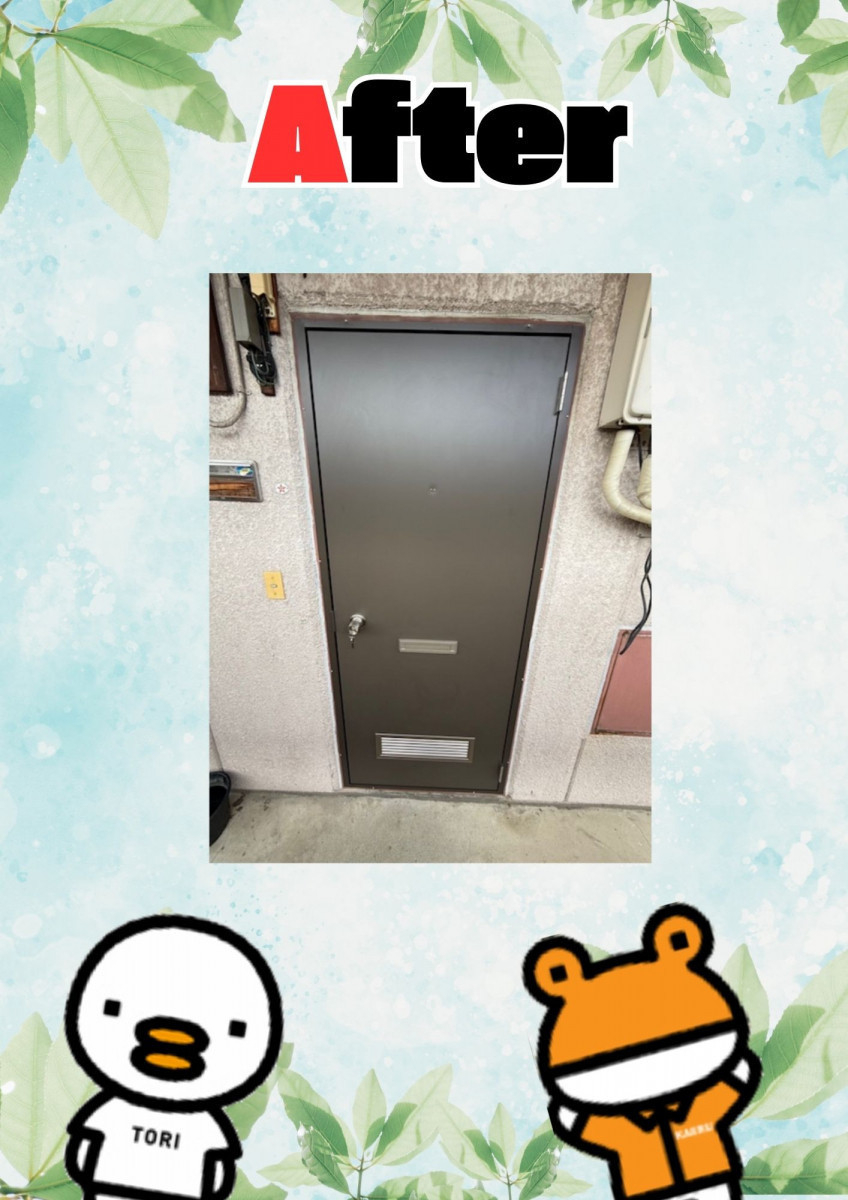 イソベトーヨー住器の山梨県甲府市伊勢　｜　ロンカラーフラッシュドア（汎用ドア）取付の施工例　｜　イソベトーヨー住器の施工後の写真1