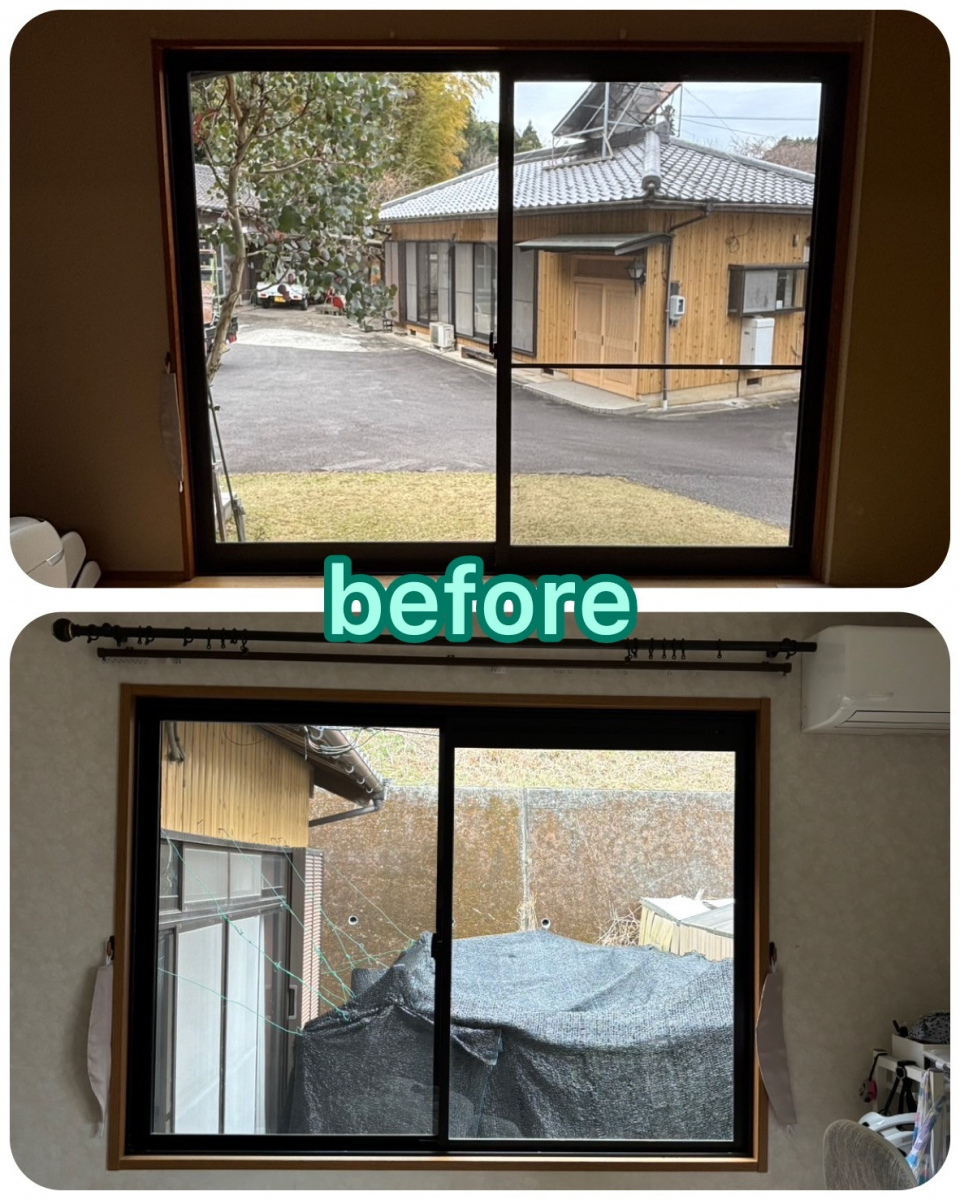 MITSUWA 西尾の4窓分の内窓取付けと 浴室の窓取替えをさせていただきました。の施工前の写真1
