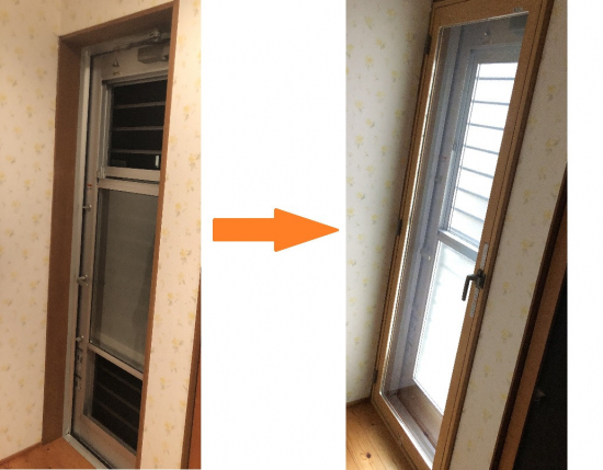 TERAMOTOの【施工例】勝手口ドアの手前にテラスドアタイプの内窓を施工させていただきました。施工事例写真1