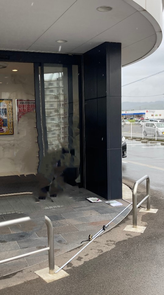 TERAMOTOの【ツインガード施工例】店舗の入口にツインガードで風よけを施工させていただきました。の施工前の写真1