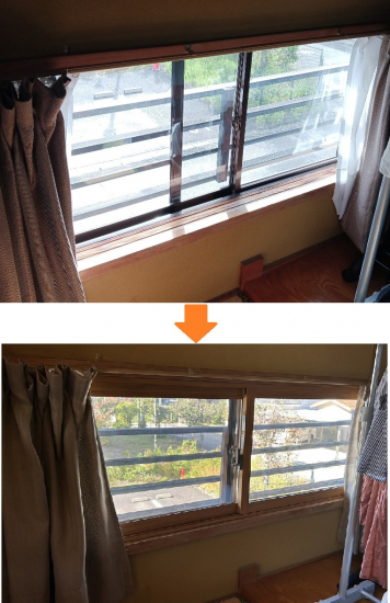 TERAMOTOの【内窓施工例】和室のアルミサッシ窓内側に内窓インプラスを施工させていただきました。施工事例写真1