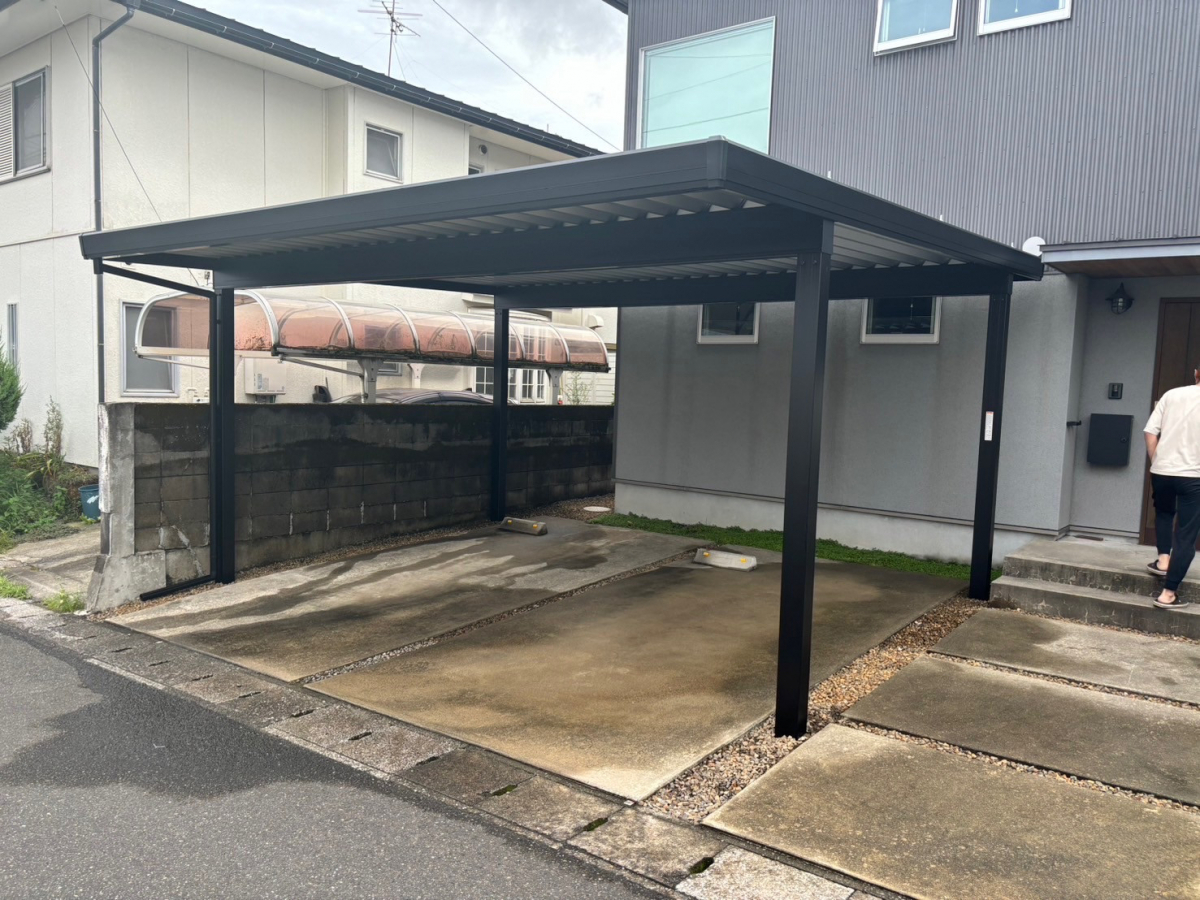 日昇トーヨー住器 鹿児島中央の台風に強いカーポートの施工後の写真1