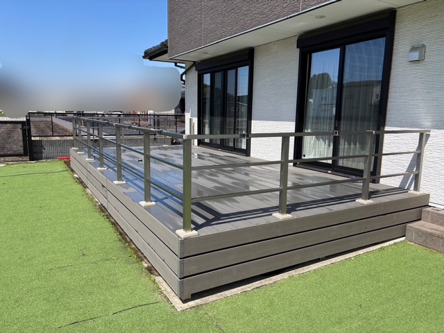 水戸トーヨー住器の水戸市　ウッドデッキ取付工事の施工後の写真1