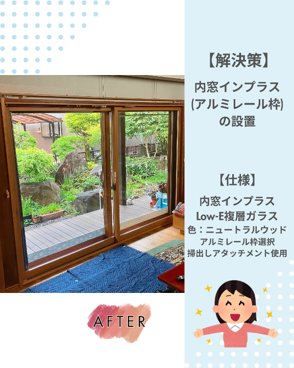 フクシマ建材の外気温の影響を受けやすい大きな窓には内窓設置で快適空間へ!の施工後の写真1