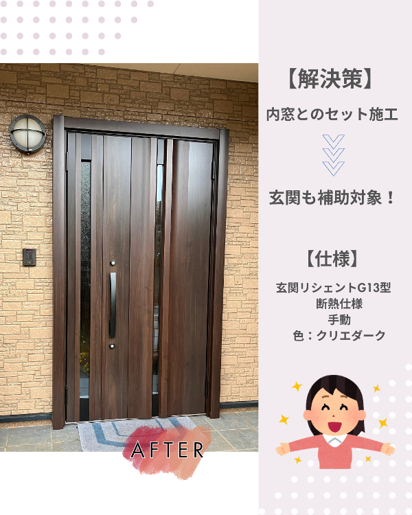 フクシマ建材の玄関リフォームは、内窓施工とセットで補助金活用!の施工後の写真1