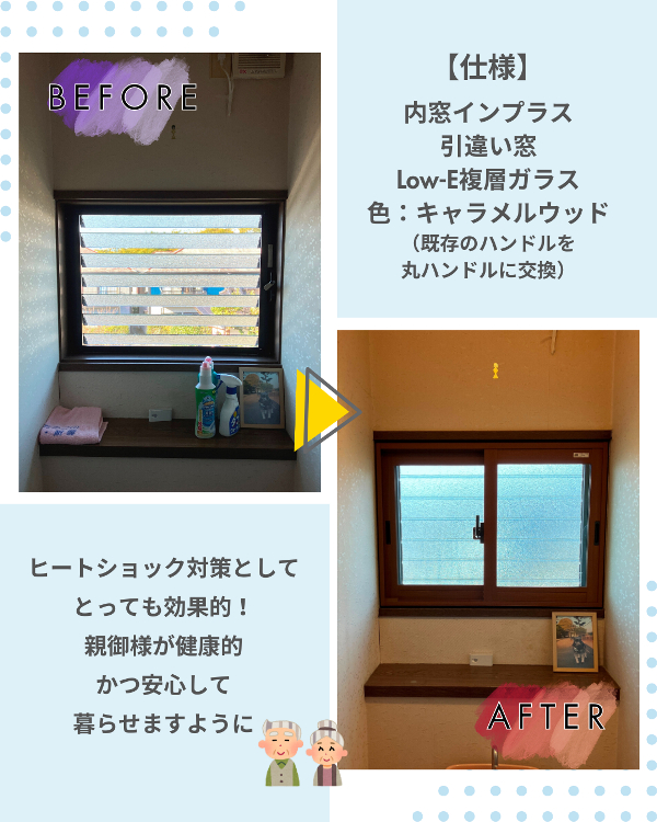 フクシマ建材の高齢の両親のために実家の断熱リフォーム！内窓設置で暑さ寒さ対策の施工後の写真2