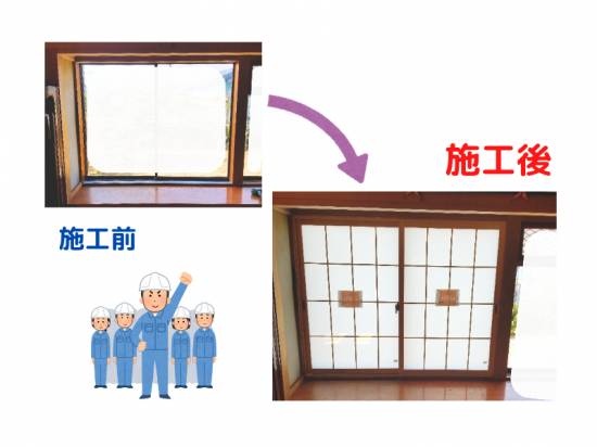 桶庄トーヨー住器の内窓設置で冬の寒さ知らず！！～インプラス　和障子仕様～施工事例写真1