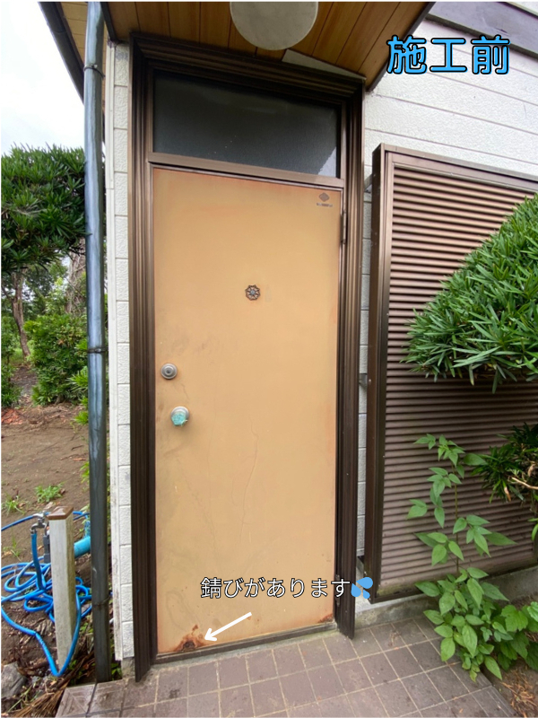 桶庄トーヨー住器の千葉県|長生村|リクシル クリエラ玄関ドア本体交換!既存枠利用で費用を抑えたリフォームの施工前の写真1