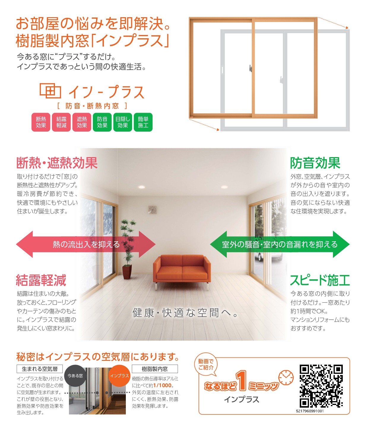 マド専門店 KATOの上げ下げ窓にインプラスを取り付けました！の施工事例詳細写真1
