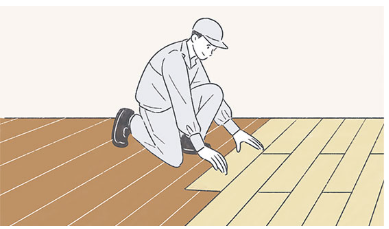 大木建装硝子の大満足💗今ある床の上から張替え、【うわばRe フロア】の施工事例詳細写真1