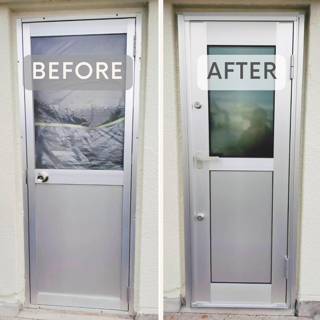 大木建装硝子の「勝手口だから仕方ない」諦めていたお悩みはドア交換で解消！の施工前の写真2