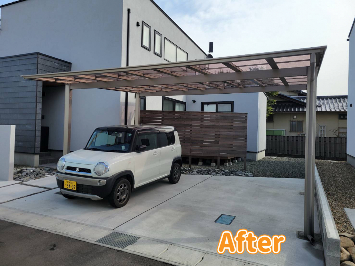 千葉トーヨー住器のカーポート設置で得られる便利なメリットの施工後の写真1