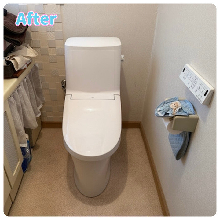 千葉トーヨー住器の掃除がラクになるトイレリフォームの施工後の写真1