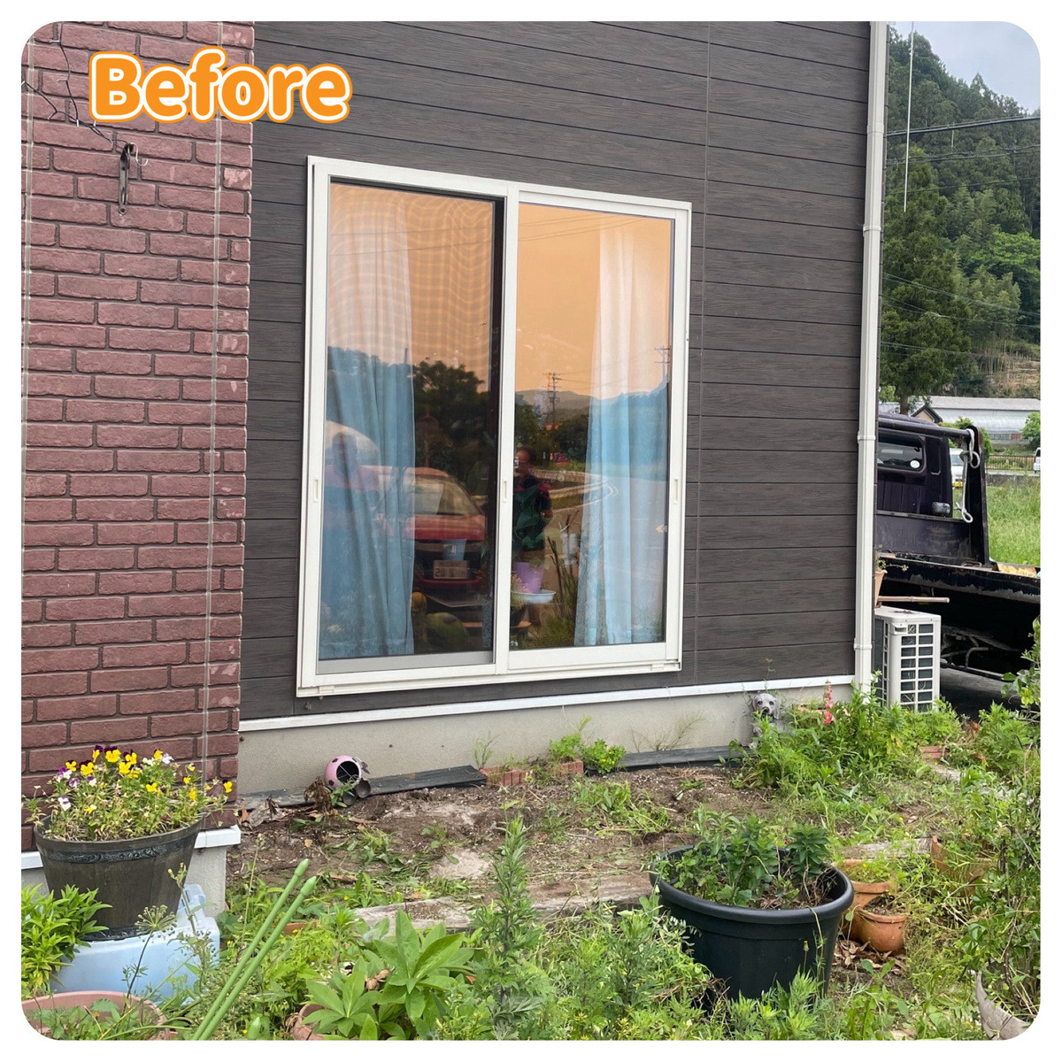 千葉トーヨー住器のフラワーラックが映えるサンルームの施工前の写真2