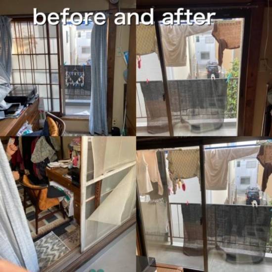 作州トーヨー住器の塗装したての雨戸を残して、古くなったガラス戸をアルミサッシに取り替えてほしい施工事例写真1