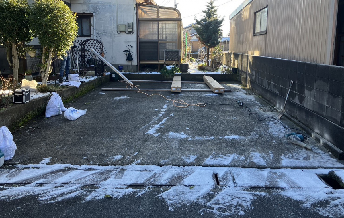 押田屋のカーポートを設置させていただきましたの施工前の写真1