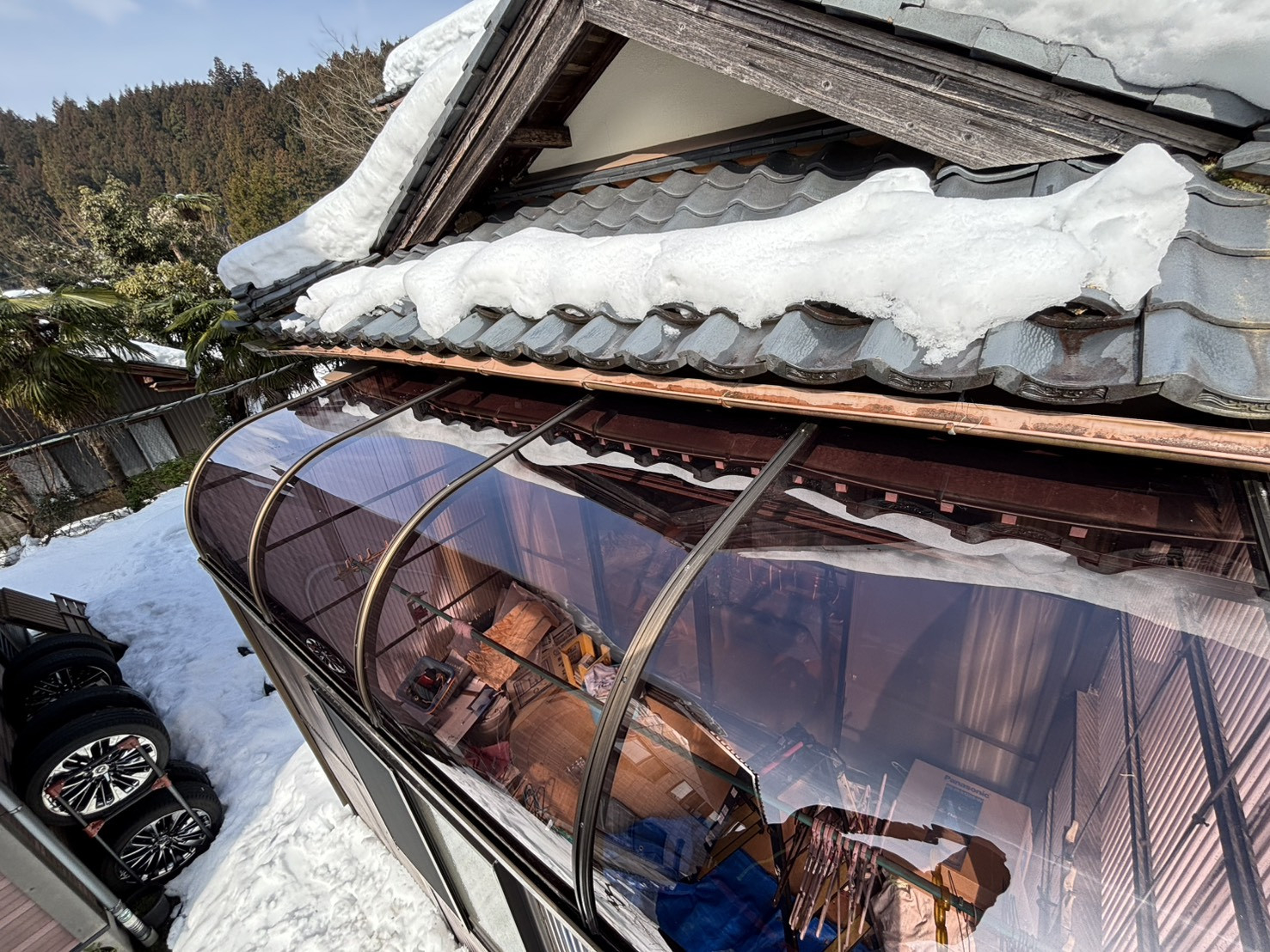 押田屋の雪害によるテラス屋根の修繕の施工後の写真2