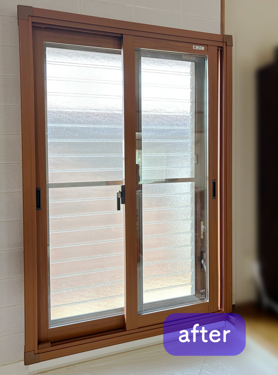 タンノサッシの【キッチン断熱】ルーバー窓に作業スペースを邪魔しない「引違い」タイプの内窓を取付け！（いわき市）の施工後の写真1