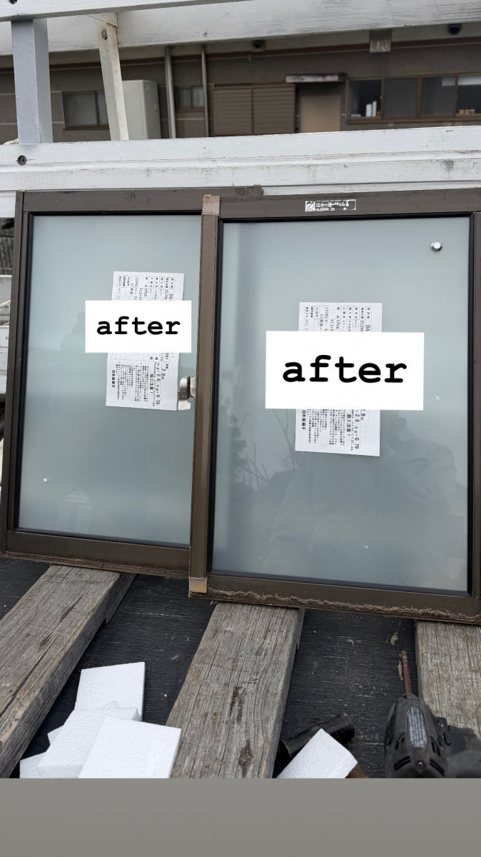 タンノサッシの窓ガラス交換で断熱性能アップ｜真空断熱ガラス クリアfit施工（いわき市）の施工後の写真1