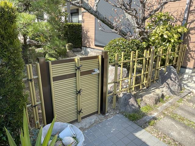 唐津トーヨー住器のボロボロになった竹垣を新しくの施工後の写真1