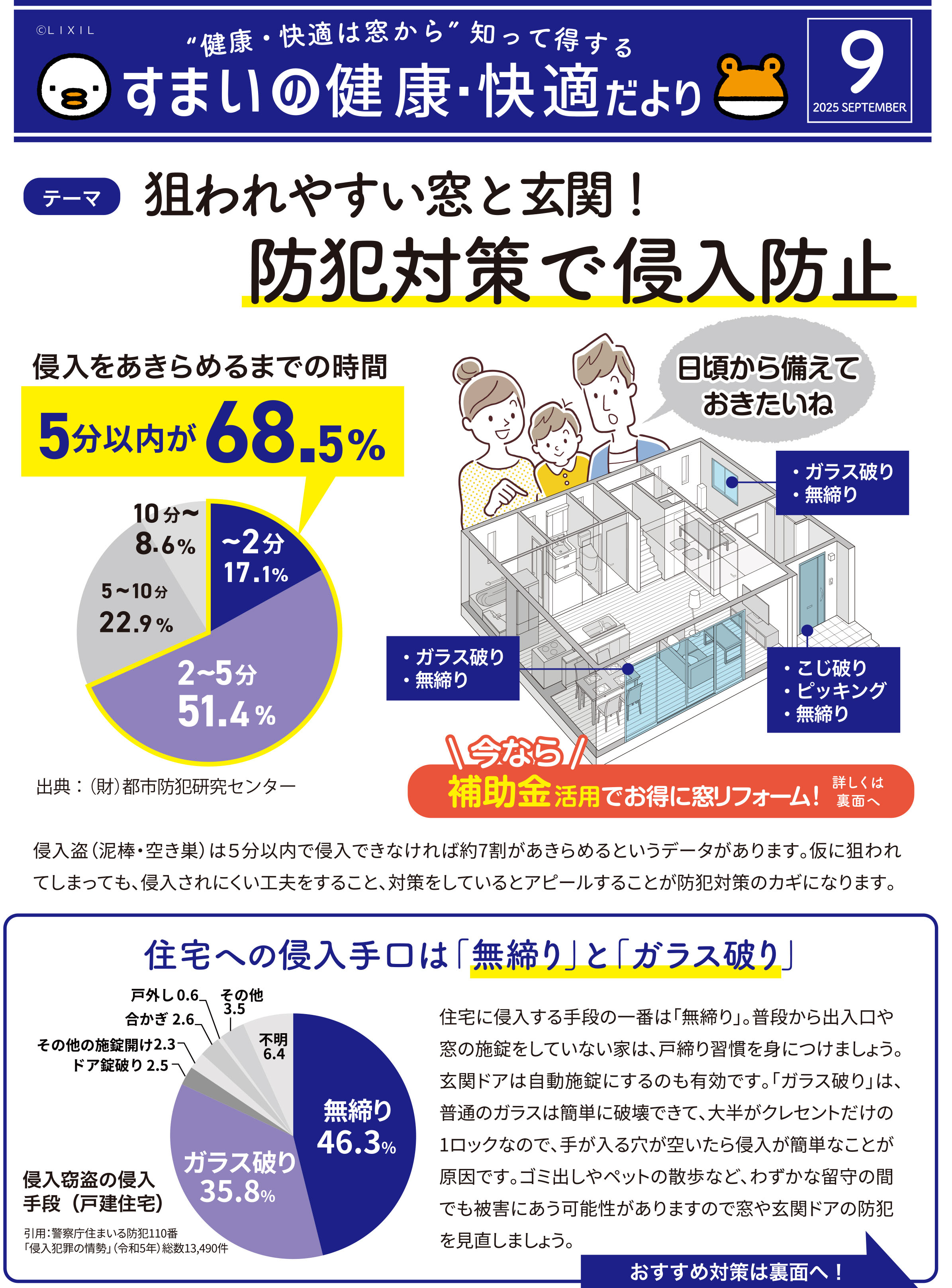 すまいだより９月号「防犯対策で侵入防止」 ウチヤマのブログ 写真1