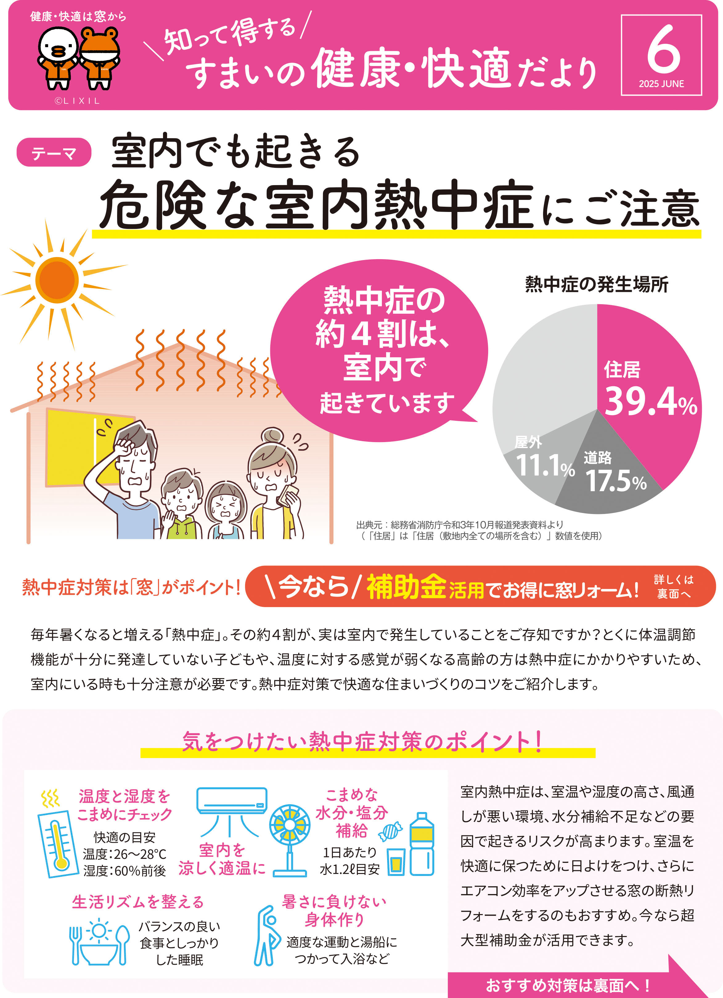 すまいだより6月号「 危険な室内熱中症にご注意」 ウチヤマのブログ 写真1