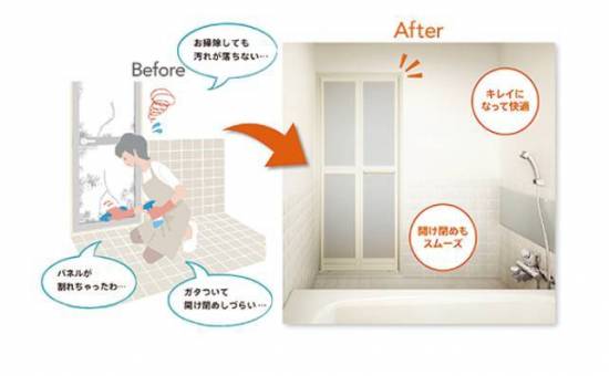 小野寺トーヨー住器の浴室中折れドア施工事例写真1