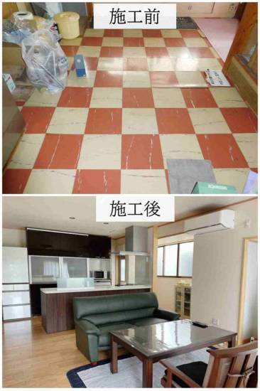 永光トーヨー住器のキッチン床張替工事施工事例写真1