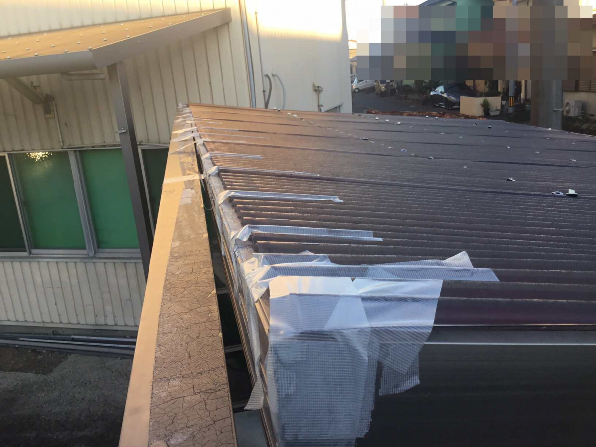 スルガリックス 静岡店の風の吹き上げで破れた倉庫の波板屋根をなんとかしてほしいの施工前の写真2