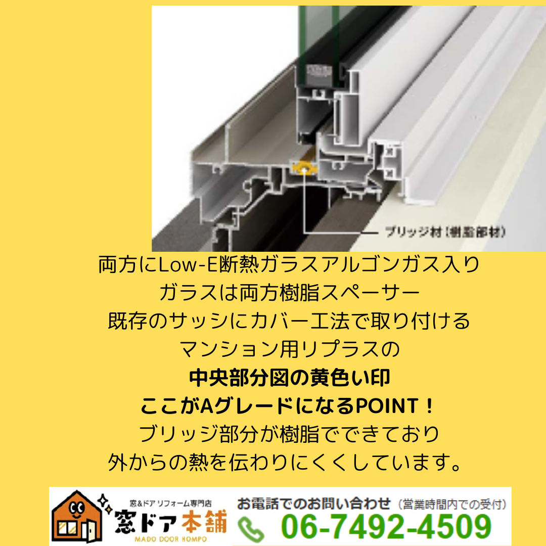 LIXIL マンション用リプラスが先進的窓リノベ補助金 Aグレードの理由 窓ドア京橋駅前店のイベントキャンペーン 写真2
