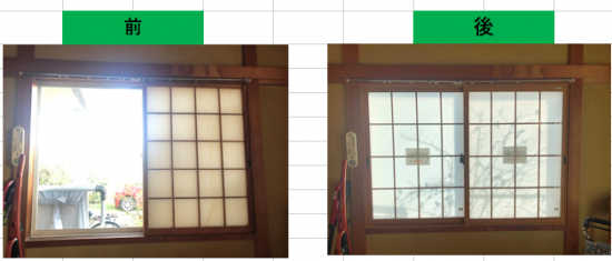 イナヨシトーヨー住器の和紙調格子入りガラスのインプラス施工事例写真1