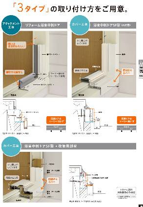 笠間トーヨー住器の笠間市　浴室ドア工事の施工後の写真3